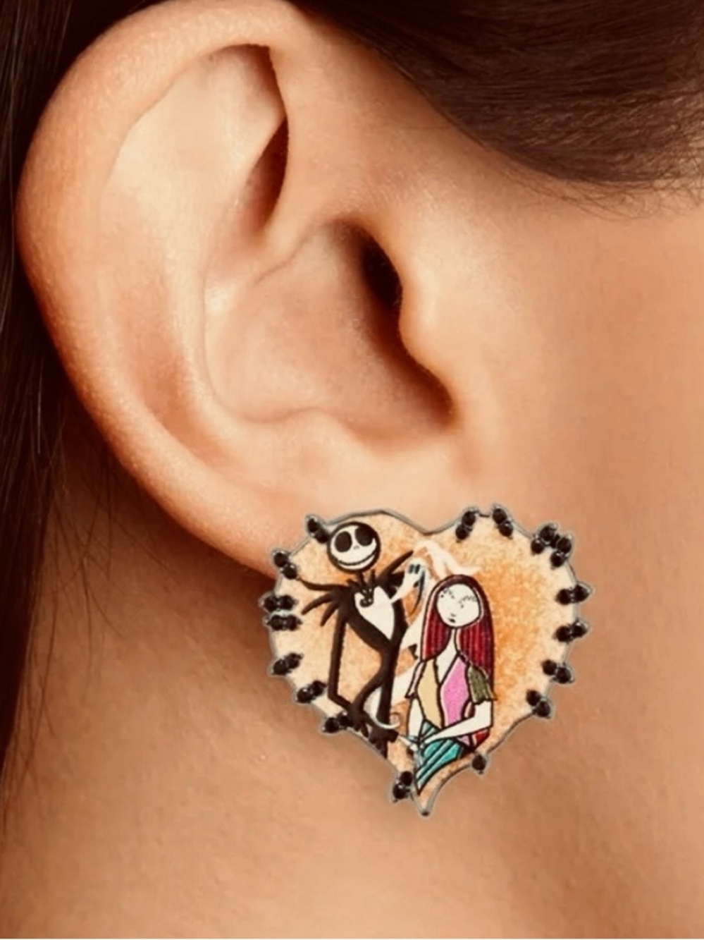 BaubleBar & Disney Nightmare Before Christmas Jack Sally Heart Earrings New